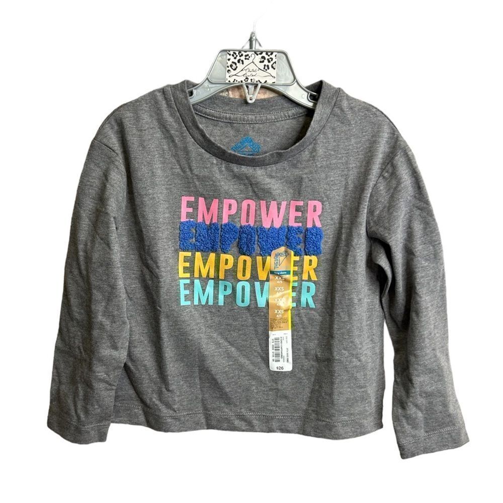 5 for $25🔥Girls‎ XXS 4/5 Thereabouts "Empower" Grey T-Shirt NWT